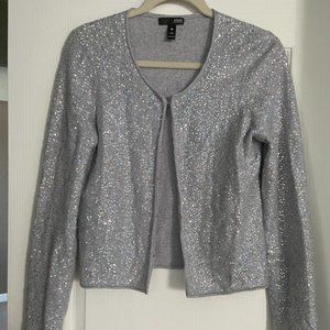 Aqua Sequin Cashmere Cardigan Sweater